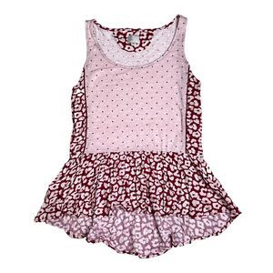 Anthropologie Postage Stamp Top Size XS Pink Sleeveless Blouse Peplum Polka Dot